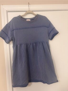 BUTTERMELON WASHED FRENCH TERRY SHORT SLEEVE DRESS
